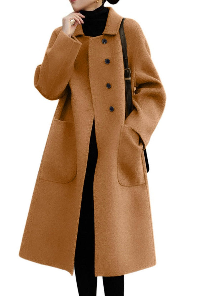 Chouyatou Women's Winter Wool Coat Single Breasted Business Casual