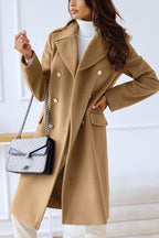 Chouyatou Women's Winter Jacket Double-Breasted Wool Blend Warm Long Trench Coat