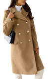 Chouyatou Women's Winter Jacket Double-Breasted Wool Blend Warm Long Trench Coat