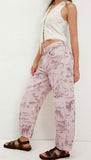 chouyatou Women Boyfriend Baggy Barrel Jeans Floral Print Denim Ankle Pants Wide Leg Mid Rise Jeans Sweatpants Y2k Patchwork