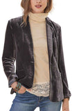 Chouyatou Womens Velvet Blazer Jacket Casual Notched Collar Long Sleeve Open Front Suit Jacket Work Outfits