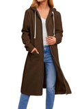 Chouyatou Women's Long Zip Up Oversized Drawstring Hooded Hoodie Jacket Sweatshirt