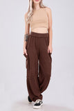 Chouyatou Women's Fuzzy Fleece Wide Leg Pants Elastic Waist Knit Pants Casual Comfy Lounge Trousers with Pockets