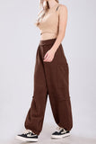 Chouyatou Women's Fuzzy Fleece Wide Leg Pants Elastic Waist Knit Pants Casual Comfy Lounge Trousers with Pockets