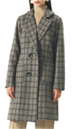 Chouyatou Women Elegant Notched Collar Double Breasted Wool Blend Over Coat