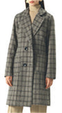 Chouyatou Women Elegant Notched Collar Double Breasted Wool Blend Over Coat