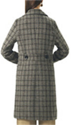 Chouyatou Women Elegant Notched Collar Double Breasted Wool Blend Over Coat