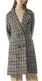 Chouyatou Women Elegant Notched Collar Double Breasted Wool Blend Over Coat