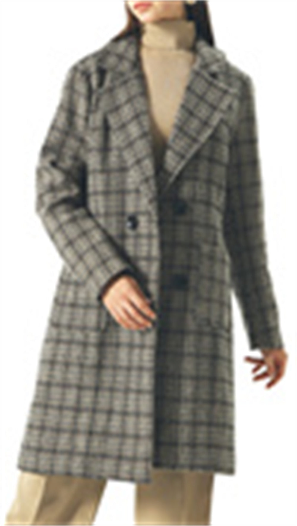 Chouyatou Women Elegant Notched Collar Double Breasted Wool Blend Over Coat