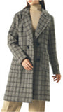 Chouyatou Women Elegant Notched Collar Double Breasted Wool Blend Over Coat