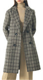 Chouyatou Women Elegant Notched Collar Double Breasted Wool Blend Over Coat