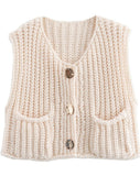 Chouyatou Women Chunky Knit Vest Button Down Sleeveless Sweater Tank Tops Going Out Outfits