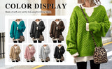 Chouyatou Women's Winter Chunky V Neck Long Sleeve Loose Cable Knit Sweater Pullover