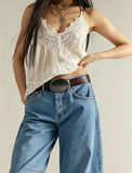 Chouyatou Women Casual Wide Leg Mid Rise Jeans Baggy Barrel Jeans Denim Pull On Pants Sweatpants Y2k Boyfriend Boho Ankle Pant