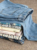 Chouyatou Women Casual Wide Leg Mid Rise Jeans Baggy Barrel Jeans Denim Pull On Pants Sweatpants Y2k Boyfriend Boho Ankle Pant