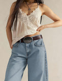 Chouyatou Women Casual Wide Leg Mid Rise Jeans Baggy Barrel Jeans Denim Pull On Pants Sweatpants Y2k Boyfriend Boho Ankle Pant