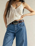 Chouyatou Women Casual Wide Leg Mid Rise Jeans Baggy Barrel Jeans Denim Pull On Pants Sweatpants Y2k Boyfriend Boho Ankle Pant