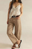 Chouyatou Women Casual Wide Leg Mid Rise Jeans Baggy Barrel Jeans Denim Pull On Pants Sweatpants Y2k Boyfriend Boho Ankle Pant