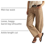 Chouyatou Women Casual Wide Leg Mid Rise Jeans Baggy Barrel Jeans Denim Pull On Pants Sweatpants Y2k Boyfriend Boho Ankle Pant