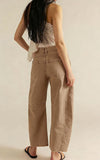 Chouyatou Women Casual Wide Leg Mid Rise Jeans Baggy Barrel Jeans Denim Pull On Pants Sweatpants Y2k Boyfriend Boho Ankle Pant