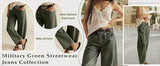 Chouyatou Women Casual Wide Leg Mid Rise Jeans Baggy Barrel Jeans Denim Pull On Pants Sweatpants Y2k Boyfriend Boho Ankle Pant