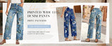 Chouyatou Women's Straight Leg Jeans High Rise Vintage Floral Printed Wide Leg Trendy Stretchy Baggy Casual Denim Pants