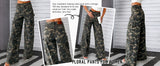 Chouyatou Women Casual Camo Print Denim Pants Y2k Wide Leg Cargo Jeans Flare Distressed Camouflage Jeans Sweatpants Pockets