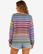 Chouyatou Women's Cute Rainbow Striped Button Down Knit Cardigan Sweaters Trendy Colorful Stripes, Open Front, Loose Fit, Lightweight Cardigans For Women