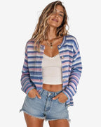 Chouyatou Women's Cute Rainbow Striped Button Down Knit Cardigan Sweaters Trendy Colorful Stripes, Open Front, Loose Fit, Lightweight Cardigans For Women