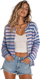 Chouyatou Women's Cute Rainbow Striped Button Down Knit Cardigan Sweaters 2026 Trendy Colorful Stripes, Open Front, Loose Fit, Lightweight Cardigans For Women