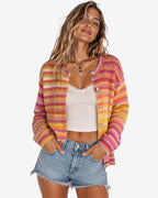 Chouyatou Women's Cute Rainbow Striped Button Down Knit Cardigan Sweaters Trendy Colorful Stripes, Open Front, Loose Fit, Lightweight Cardigans For Women