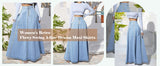 Chouyatou Women's Retro High Waisted Button Fly Flared Long Jean Skirts Pleated Flowy Swing A-line Denim Maxi Skirts