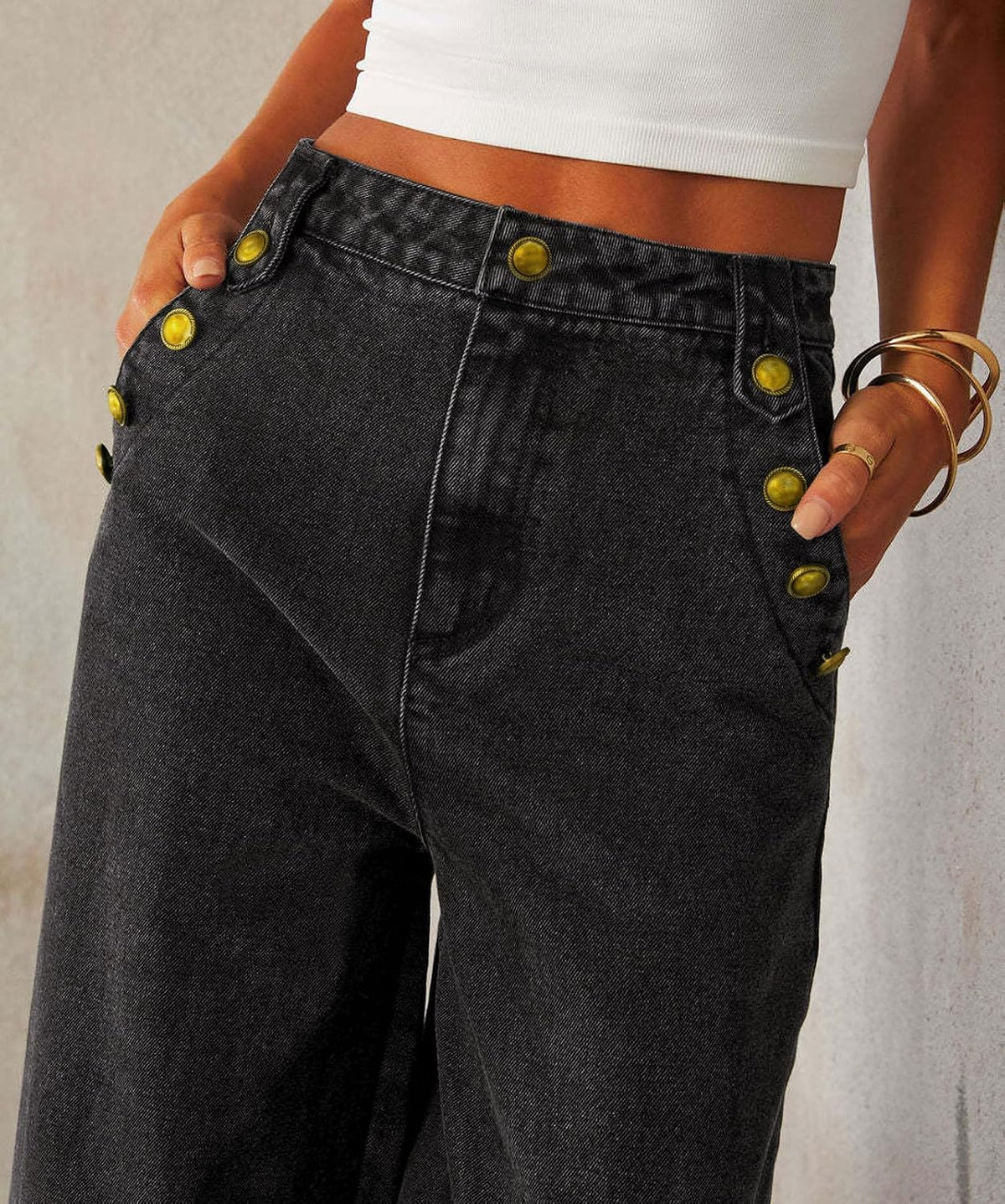 Chouyatou Women 2 Piece Denim Set Button Sleeveless Jean Vest Denim Top Y2k Shirt Wide Leg Jeans Palazzo Pants Outfits