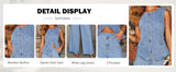 Chouyatou Women 2 Piece Denim Set Button Sleeveless Jean Vest Denim Top Y2k Shirt Wide Leg Jeans Palazzo Pants Outfits