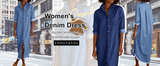 Chouyatou Women's Spring Long Sleeve Button Down Denim Shirt Dress Lapel Distressed Midi Long Jean Shift Dress