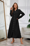 Chouyatou Women's Casual Button Down Maxi Shirt Dress Long Sleeve Button Up Tunic Long Dress