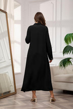 Chouyatou Women's Casual Button Down Maxi Shirt Dress Long Sleeve Button Up Tunic Long Dress