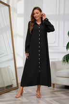 Chouyatou Women's Casual Button Down Maxi Shirt Dress Long Sleeve Button Up Tunic Long Dress