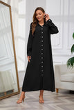 Chouyatou Women's Casual Button Down Maxi Shirt Dress Long Sleeve Button Up Tunic Long Dress