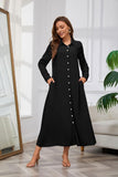 Chouyatou Women's Casual Button Down Maxi Shirt Dress Long Sleeve Button Up Tunic Long Dress
