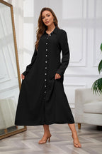 Chouyatou Women's Casual Button Down Maxi Shirt Dress Long Sleeve Button Up Tunic Long Dress