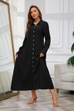 Chouyatou Women's Casual Button Down Maxi Shirt Dress Long Sleeve Button Up Tunic Long Dress