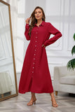 Chouyatou Women's Casual Button Down Maxi Shirt Dress Long Sleeve Button Up Tunic Long Dress