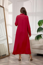 Chouyatou Women's Casual Button Down Maxi Shirt Dress Long Sleeve Button Up Tunic Long Dress