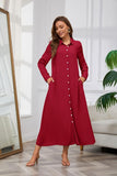 Chouyatou Women's Casual Button Down Maxi Shirt Dress Long Sleeve Button Up Tunic Long Dress