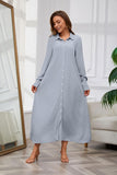 Chouyatou Women's Casual Button Down Maxi Shirt Dress Long Sleeve Button Up Tunic Long Dress