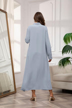 Chouyatou Women's Casual Button Down Maxi Shirt Dress Long Sleeve Button Up Tunic Long Dress