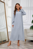 Chouyatou Women's Casual Button Down Maxi Shirt Dress Long Sleeve Button Up Tunic Long Dress