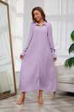 Chouyatou Women's Casual Button Down Maxi Shirt Dress Long Sleeve Button Up Tunic Long Dress