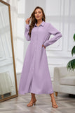 Chouyatou Women's Casual Button Down Maxi Shirt Dress Long Sleeve Button Up Tunic Long Dress